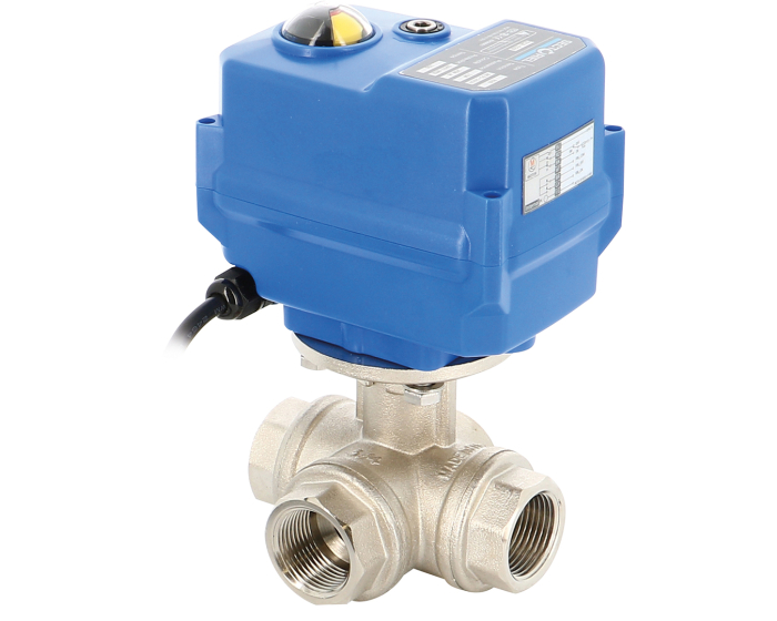 3 way brass ball valve 514-T 1/4'' + TCR-02N 24V AC/DC